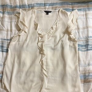 Banana Republic Ivory Ruffled Blouse